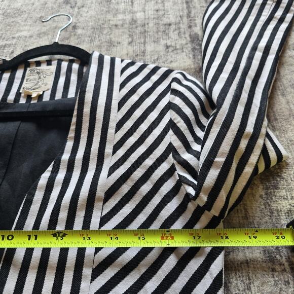 Tulle Blazer Jacket Womens Small Striped Open Front Lined Modern Workwear Career - Picture 7 of 10
